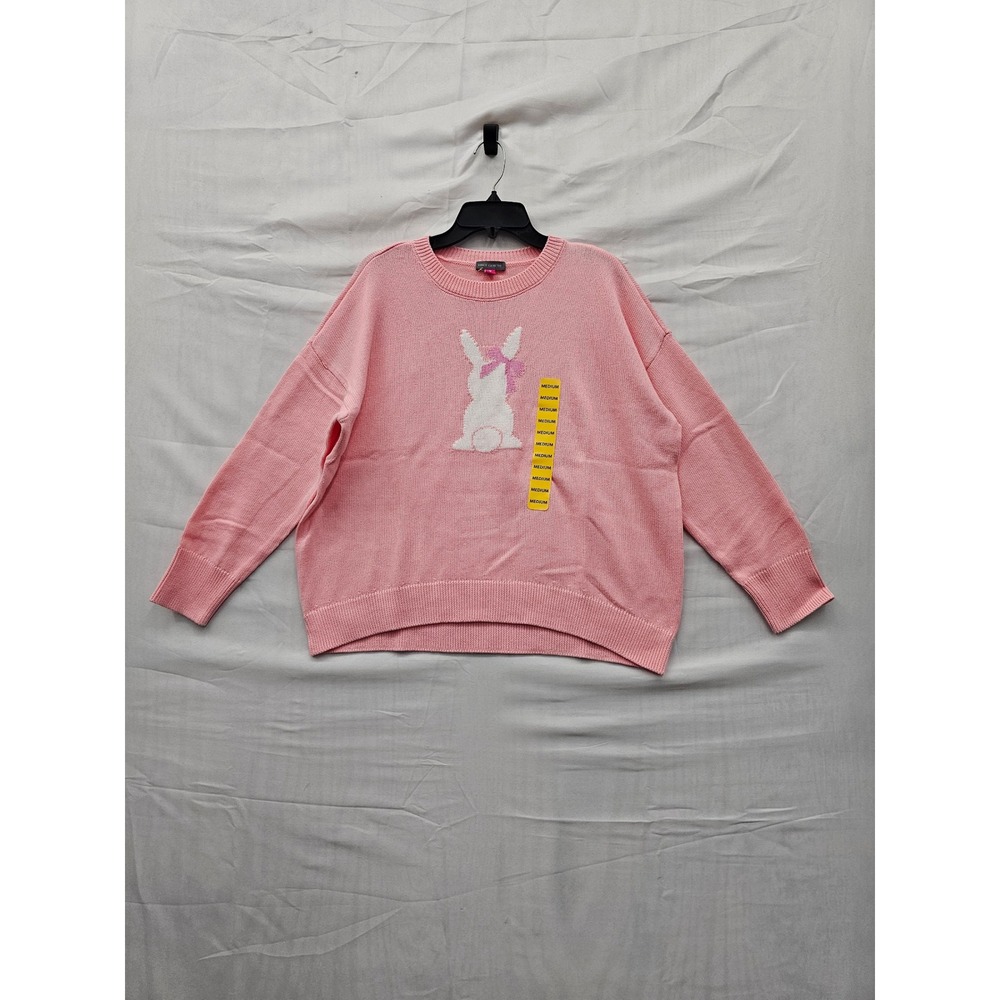 Vince‎ Camuto Womens Bunny Pullover Sweater Pink Cotton Relaxed Size Medium